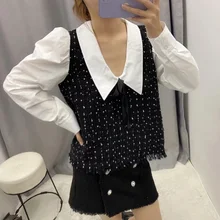 Blouses Shirts Women Vintage Tweed Patchwork Casual Blouses Shirts Women Long Sleeve Chic Blusas Tops Blouses Shirts Women Vintage Tweed Patchwork Casual Blouses Shirts Women Long Sleeve Chic Blusas Tops