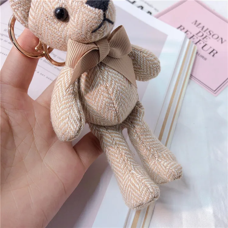 Новое поступление милый игрушечный медведь брелок из хлопчатобумажной льняной ткани автомобильный брелок сумка Подвеска фабрика yiwu