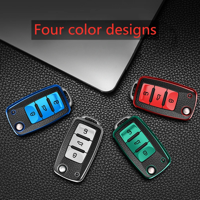 TPU Leather Car Key Cover Case For VW POLO Tiguan Passat B5 B6 B7 Golf EOS Scirocco Jetta MK6 Skoda Octavia Accessories
