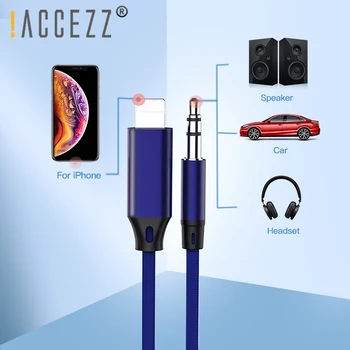 

!ACCEZZ 3.5mm Jack Car AUX Cable For IPhone 7 8 Plus X XS XR Audio Cable Headphone Adapter AUX Audio To Lighting Male Cable 1M