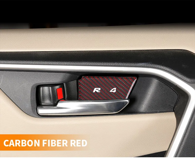 Alça de Fibra Maçaneta da Porta Acessórios para Toyota Decoração Interior Porta Tigela Carbono Remendo Adesivo Modificado Rav4 2020 9 modificado acessórios para toyota rav4 2019 2020