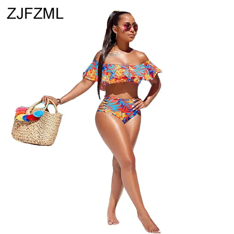 Floral Sexy 2 Piece Set Festivel Clothes Women Off Shoulder Backless Ruffles Crop Top And High Waist Shorts Summer Beach Outfits Women S Sets Aliexpress