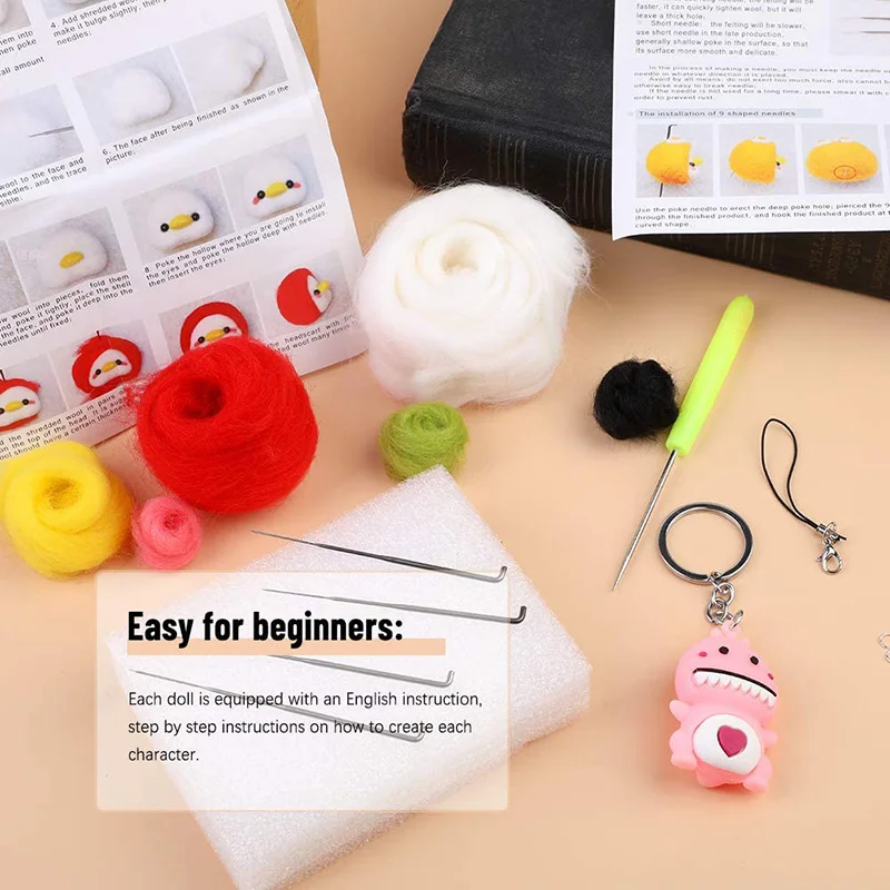KAOBUY Starter Needle Felting Kit Beginner, Cute Animals DIY Needle Felting  Kit with Photo Frame, Instructions, Supplies - AliExpress