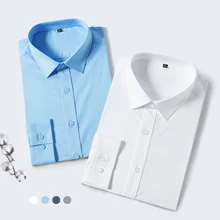 Женская/Мужская классическая рубашка с длинным рукавом размера плюс, официальная деловая офисная/рабочая одежда, мужская однотонная Классическая рубашка