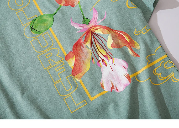 Уличная Мужская футболка в стиле хип-хоп Харадзюку с цветочным принтом, хлопковая Повседневная футболка с коротким рукавом и цветочным принтом, модные топы, футболки, новинка