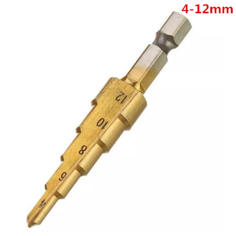 HSS Steel Titanium Coated Step Drill Bit 3-13mm 3-12mm 4-12mm 4-20mm Step Cone Metal Drill Bit with