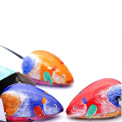 Chinese classic children's toy wind-up tin frog jumping frog toy tin rooster nostalgic tin toy mouse rabbit toy - Color: Tin mice