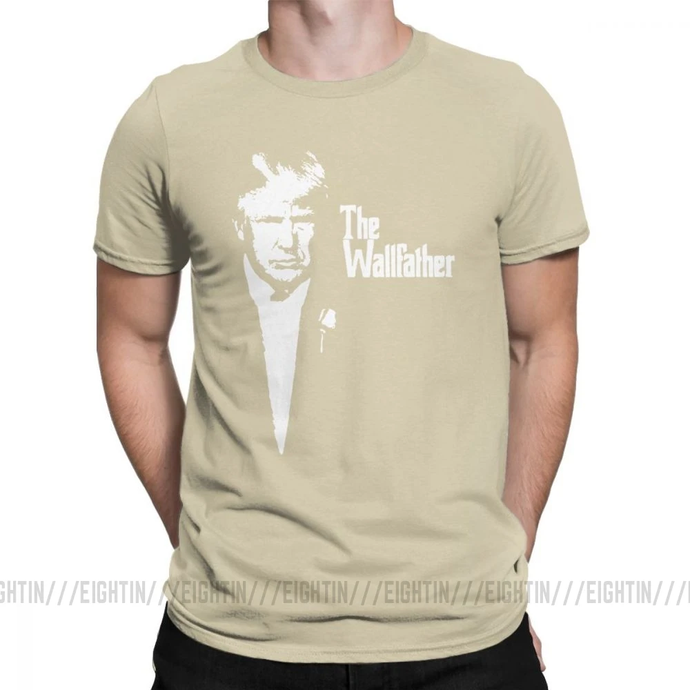 Trump The Wall Father Мужская футболка, винтажная очищенная хлопковая футболка с короткими рукавами, футболка с круглым вырезом, топы большого размера - Цвет: Хаки