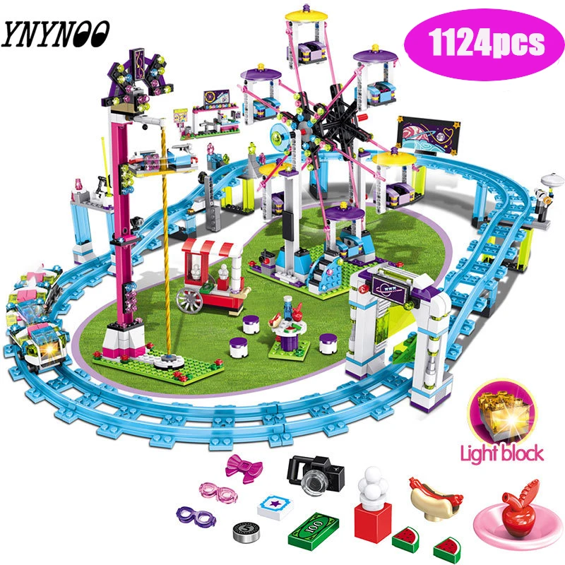 

Bricks Compatible Legoingly Friends Amusement Park Blocks Roller Coaster Figure Model Toys Hobbie Children Girls