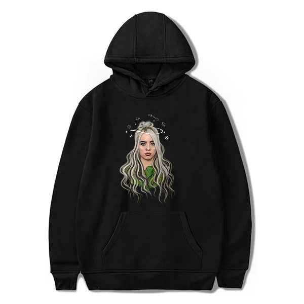 Толстовка с капюшоном с принтом Billie Eilish, худи для женщин и мужчин, уличная одежда худи в стиле хип-хоп, Розовая Одежда для девочек, зимняя рубашка Harajuku - Цвет: 905-JX-billie  4