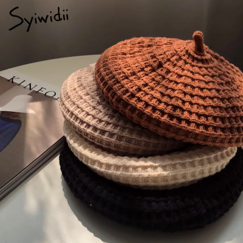 Syiwidii береты шапки для женщин зимняя шапка 2021 новая французская мода Осень Теплый