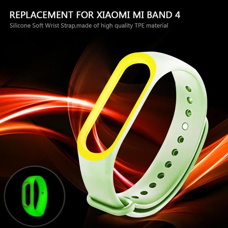 Светящийся силиконовый мягкий ремешок для Mi Band 5 универсальный светящийся замены