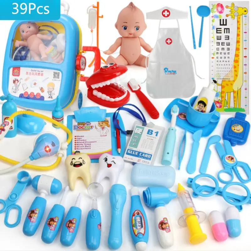 39 шт./компл. имитированные прикидываются доктор медицинская коробка чехол игрушечные чемоданчики для детей детские развивающие игрушки Инструменты