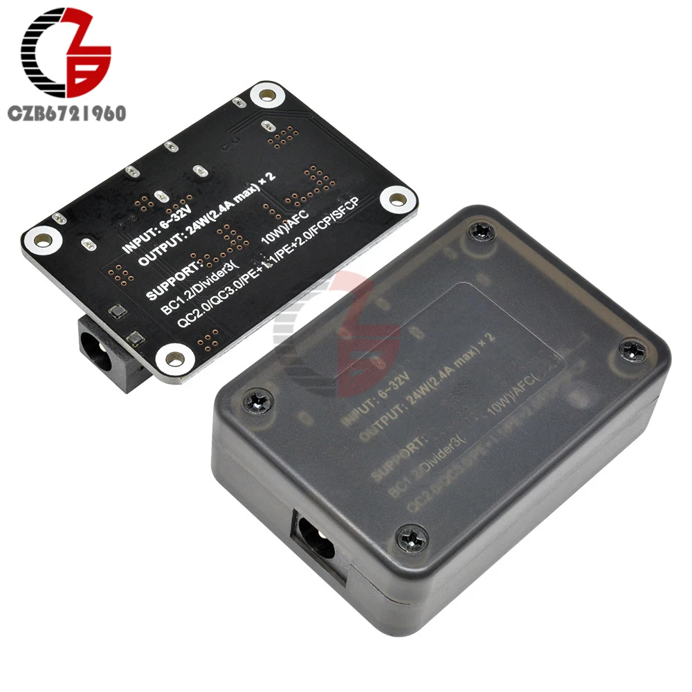QC3.0 QC2.0 автомобиля зарядка через usb понижающий модуль понижающего быстрого автомобиля Зарядное устройство доска 24V 12V постоянного тока до 5В 9В Напряжение регулятор постоянного тока с двумя портами USB