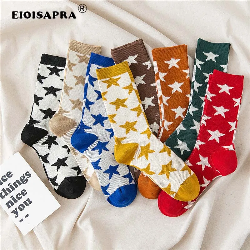 Новинка; сезон осень-зима; женские носки; Модные женские дышащие хлопковые носки в студенческом стиле; нескользящие цветные носки