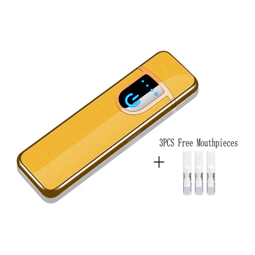 gold Перезаряжаемая электронная USB Зажигалка, двухсторонняя электрическая зажигалка, мини-автомобильная сигарета, зажигалки для зарядки, ветрозащитные, сенсорные, индукционные - Цвет: gold