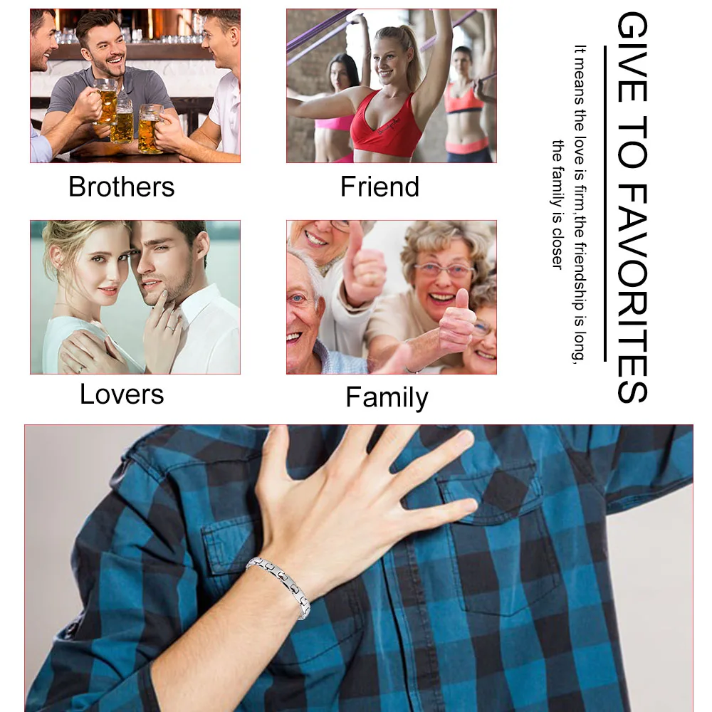 5 in 1 Titanium Silicone Magnetic Energy Armband Power Bio Bracelet Health Pain Relief Magnet Health Bracelet