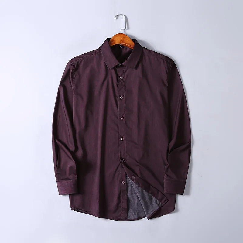 Плюс Zise 4XL 5XL 6XL 7XL мужская рубашка из бамбукового волокна, деловая Повседневная Свободная рубашка с длинным рукавом для мужчин среднего возраста, Мужская брендовая одежда - Цвет: Фиолетовый