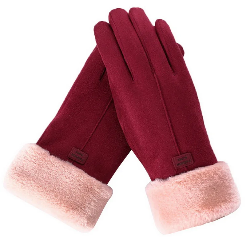 Puimentiua, хлопковые перчатки,, женские зимние перчатки, высокое качество, ветрозащитные, теплые, для улицы, перчатки, одноцветные, варежки, перчатки для сенсорного экрана
