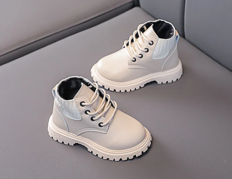 Baby Boys Boots for Kids Girls Booties Leather Shoes Soft Sole Fashion Martin Boots Waterproof Non-slip Plush Boy Running Shoes