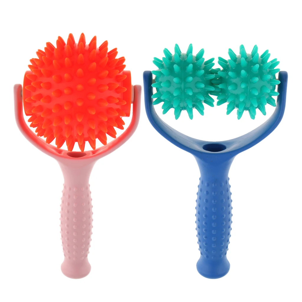 2pcs Spiky Massage Roller Handheld Massage Balls for Back Shoulder Neck Trigger Point Plantar Fasciitis Muscle Relieve