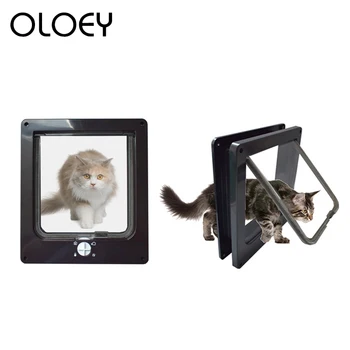 

Pet Dog Cat Flap Door with 4 Way Lockable Security Flap Door for Small Animal Pet Cat Dog Gate Protect Pet Safe Supplies