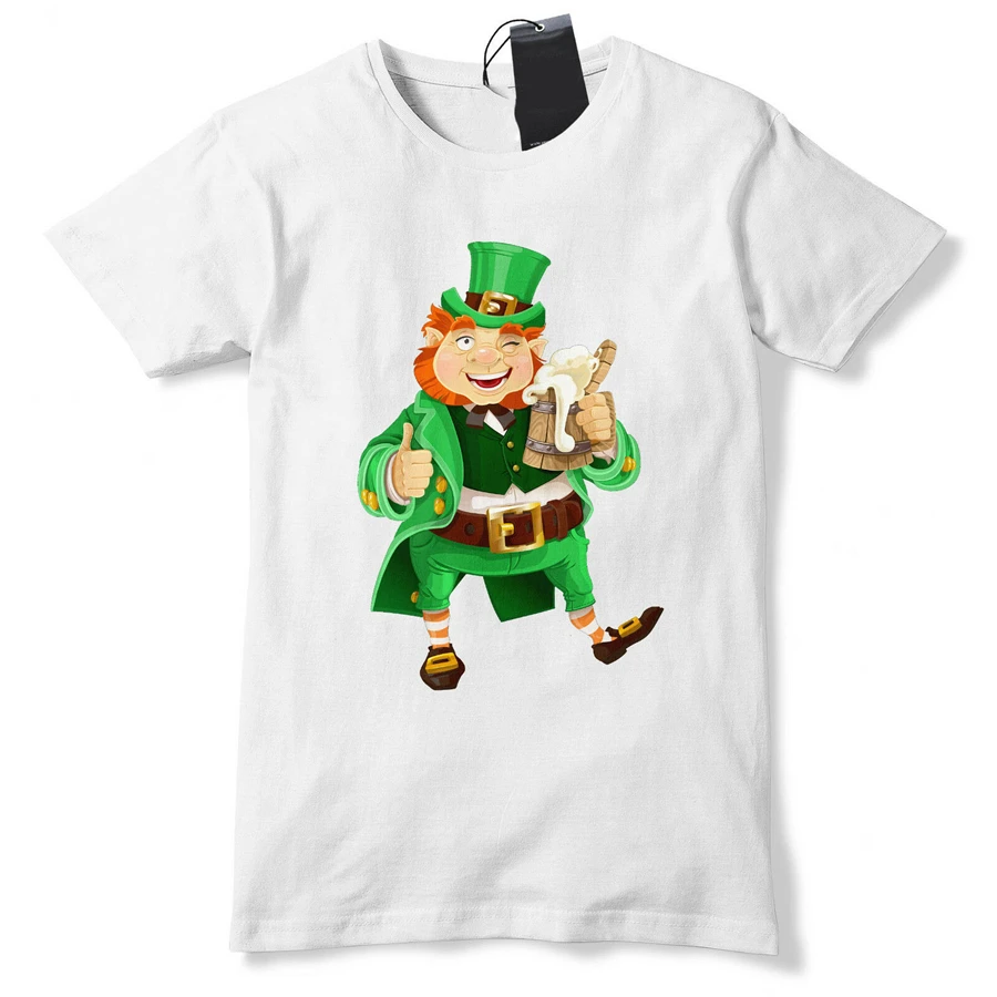 Leprechaun Beer Guinness Ireland Irish Tshirt St Patricks Day T Shirt P4 Cool Gift Personality Tee | Мужская одежда