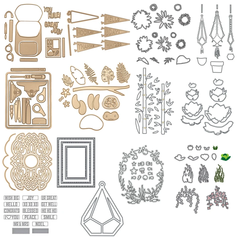 

Backpack Bamboo Sunflower Metal Cutting Dies Stencils For DIY Scrapbooking Decoration Embossing Card Craft Die Cut