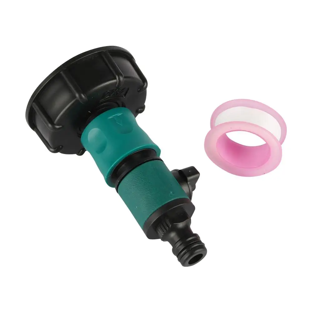 60mm Thread IBC Tank Adapter Tap Connector Replacement Valve Fitting 16mm Quick Connector with Valve Irrigation Pipe Fittings