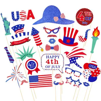 

28PCS 4th of July Photo Booth Props for American Independence Day Party Decorations