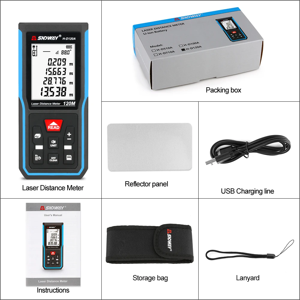 SNDWAY Laser Rangefinder Hunting Rangefinder Digital Mini Range finder Laser Tape Distance Ruler Sensor 5om 70m Distance Meter