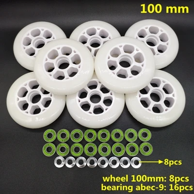 8 wheels Колесо для скоростного бега на роликах 100 мм 85 а подшипник ABEC-9 Белое колесо - Цвет: 8 wheels