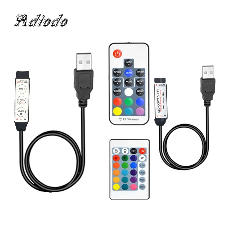 buy Wireless 3 17 24 44 Keys USB DC 5~24V Volt RGB IR RF Remote Controller For 5V 2835 5050 RGB LED Strip Light TV Back