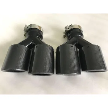 

2PC Car Modification Left and right Universal Dual Glossy black Automobile Exhaust pipe for