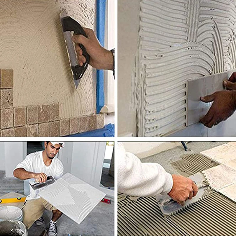 Stainless Cement Flaten Trowel with Notch Tiling Notched Trowel Square Notch with Handle for Wall Floor Tile Grout WWO66
