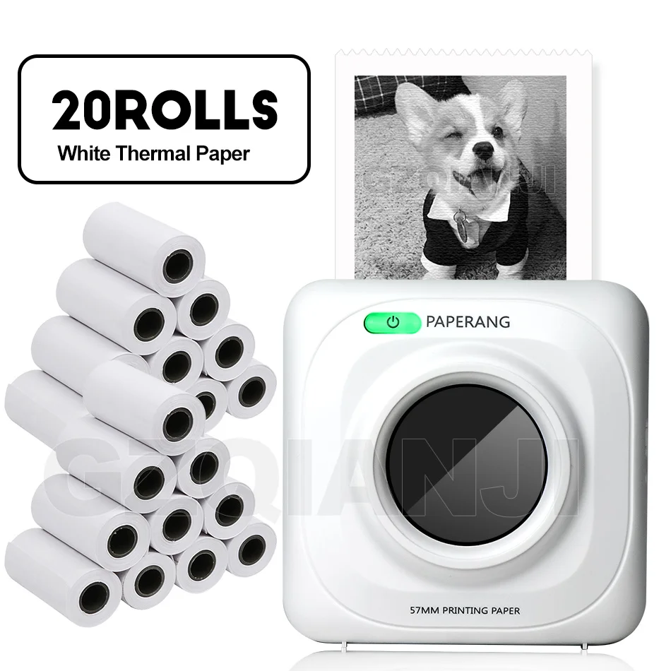 Add 20 Rolls Paper PAPERANG P1 58 мм принтер термальный фото Портативный Мини Bluetooth 4,0 Android iOS телефон Беспроводное подключение мини карманные принтеры - Цвет: Add 20 Rolls Paper