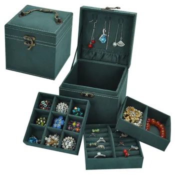 

3-Layer Jewelry Box Organizer Ornaments Storage Case Practical Flannel Jewelry Display Earrings Necklace Container Case Gift