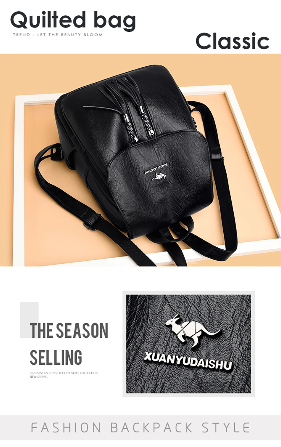 Double Tassels Women Leather Backpacks Casual Daily Ladies Travel