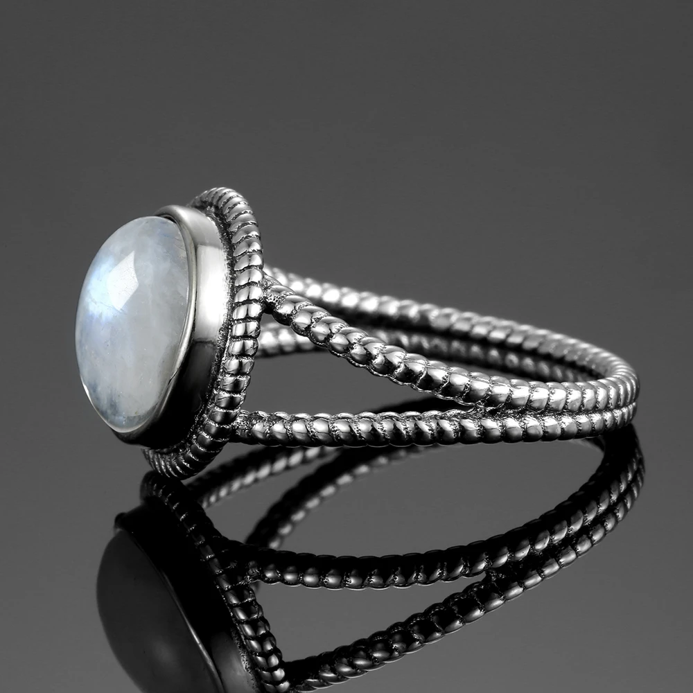 GUYINKU 925 пробы серебряные ювелирные изделия кольца с 10 мм круглый натуральный драгоценный камень юбилей Подарки для женщин S925 вечерние ювелирные изделия