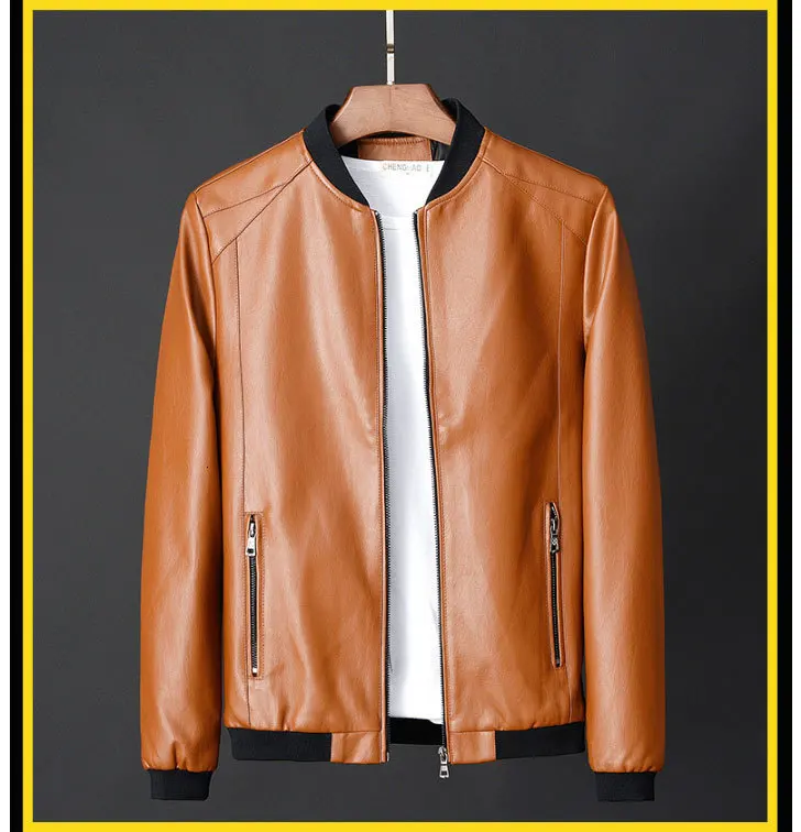 Тонкая куртка из искусственной кожи Блузон Cuir Moto Homme воротник-стойка ПУ пальто мужские повседневные байкерские куртки из мягкой искусственной кожи в стиле панк