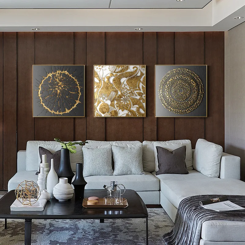 

Geometric abstraction golden pattern line circle Rift modern Nordic decorative Painting for office Home Canvas Wall Art Poster