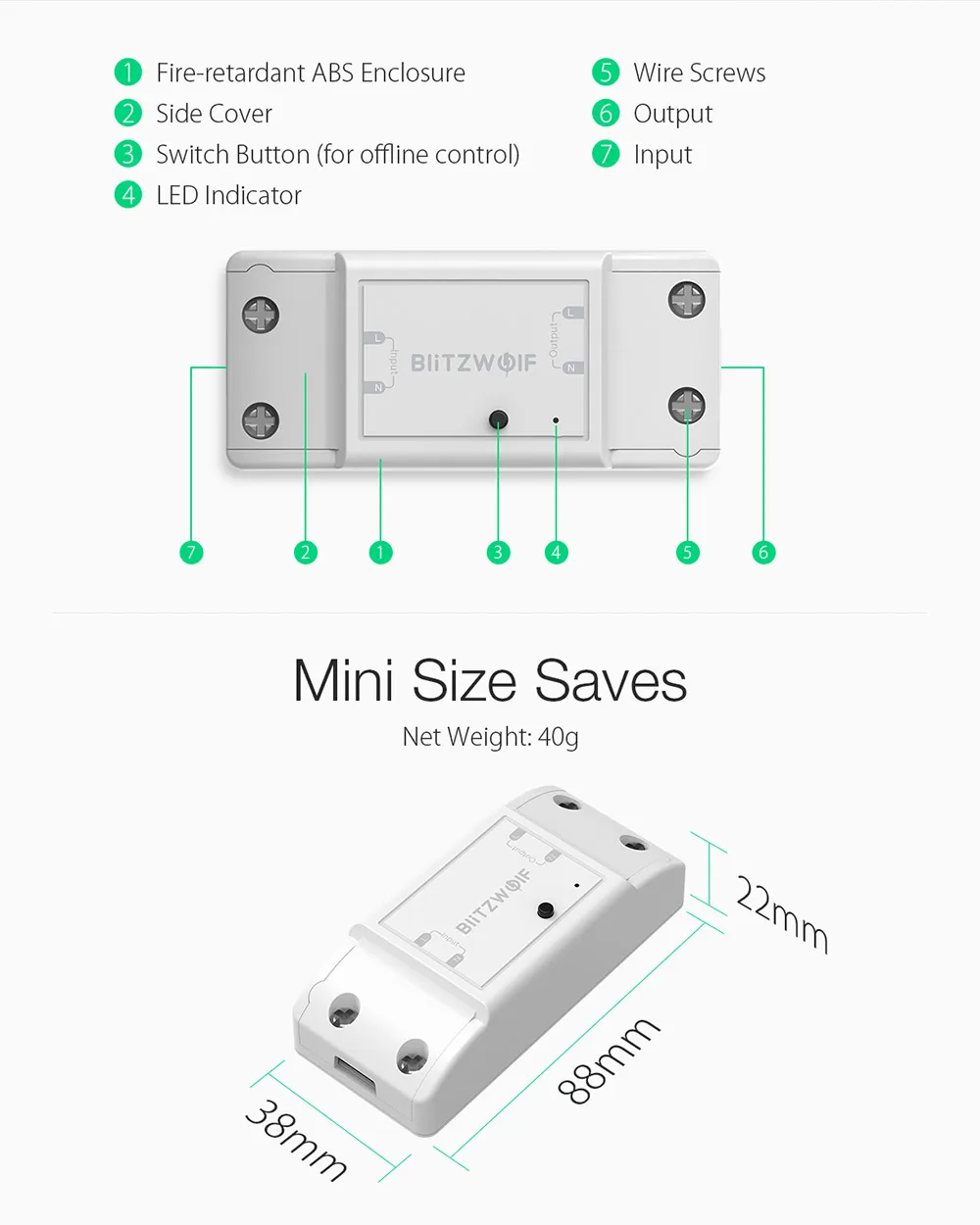 BlitzWolf BW-SS4 Basic 2200 Вт 10А 1/2 способ Wi-Fi DIY умный переключатель модуль дистанционного управления ler розетка умный дом розетка дистанционное управление