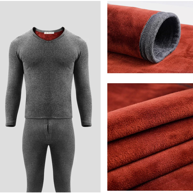 Golden Velvet Men Thermal Underwear Set Heated Long Johns Winter Inner