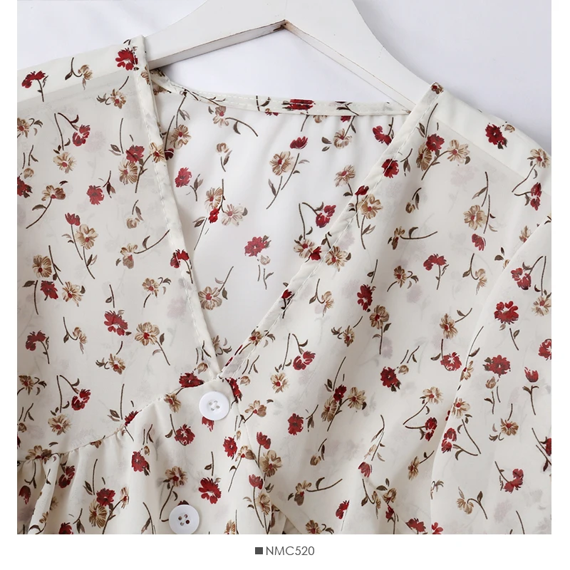 HELIAR Women Flower Printed 2020 Summer Blouse Women Buttoned Up Blouse For Women Casual Long Sleeve Blouse For Women