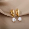 Boucles d'oreilles circulaires pour femmes, Vintage, Punk, rondes, baroques, en perles, en acier inoxydable, Clip d'oreille circulaire, bijoux cadeau Mujer