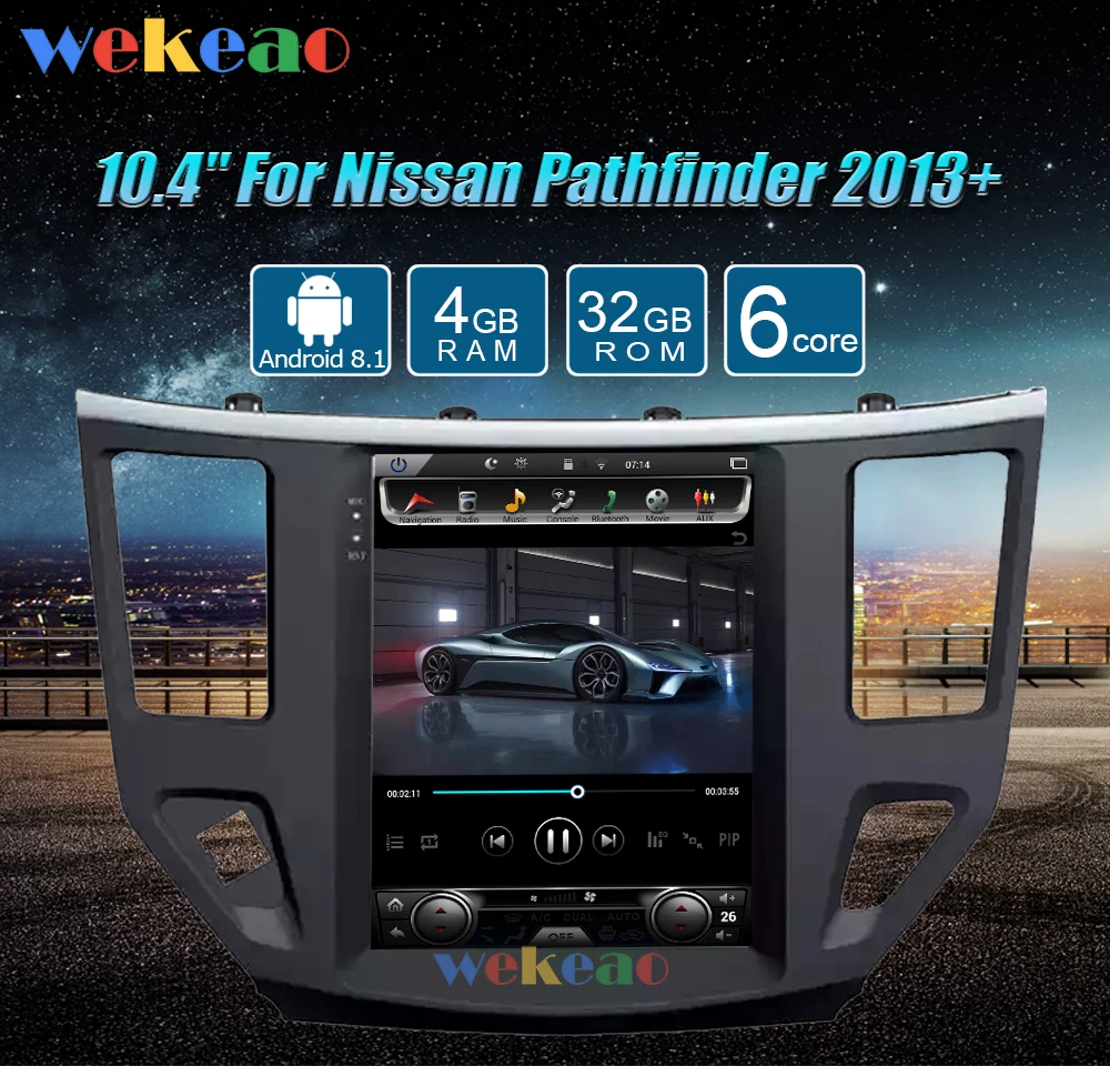Wekeao вертикальный экран Tesla стиль 10,4 ''Android 8,1 автомобильный Dvd мультимедийный плеер для Nissan Pathfinder радио Automotivo 2013