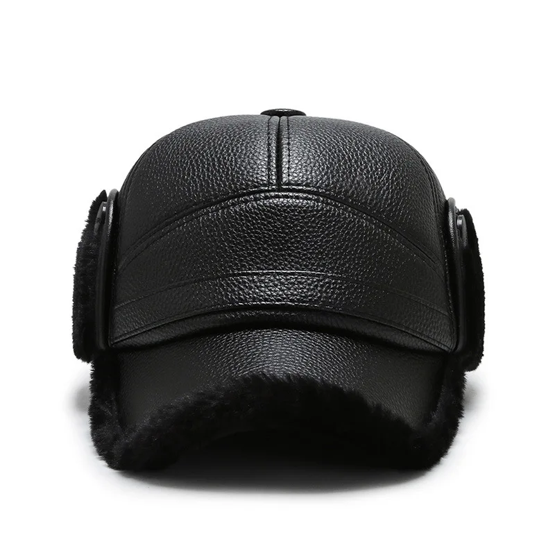 [NORTHWOOD] черные пу кожаные зимние шапки Snapback наушники бейсболка для мужчин на открытом воздухе плюс бархат утолщение мужские шапки и шляпы размер 58 см