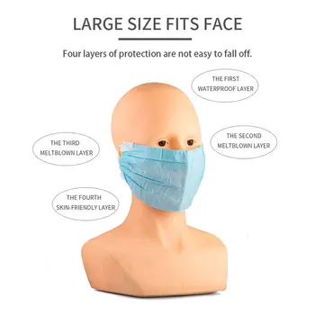 

Salute 50pcs Face Masks Disposable 4 Layers Dustproof Mask Facial Protective Cover Masks Set Anti-Dust Salon Earloop