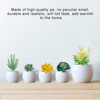 

5PCS Artificial Plants Mini Simulation Succulents Green Bonsai Plant Fake Plants Flower Arrangement Home Garden Table Decor
