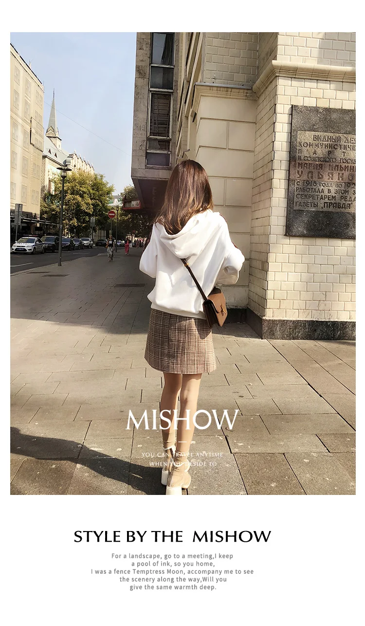 Mishow осенние женские толстовки Повседневные пуловеры с длинным рукавом модные вельветовые свободные топы с капюшоном с вышивкой MX17C6216
